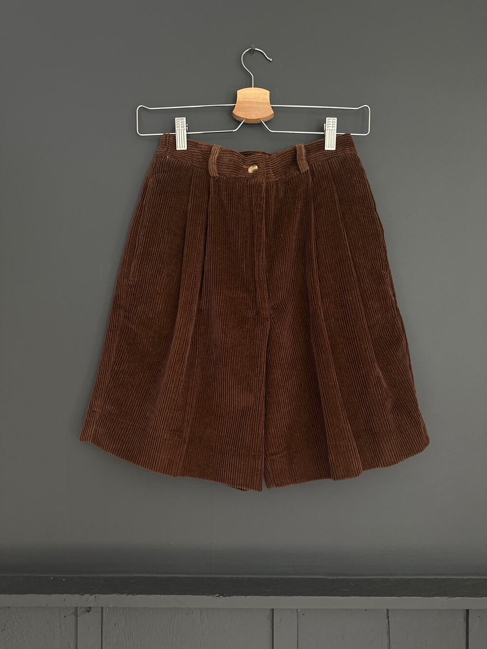 Vintage David Brooks Brown Corduroy Wide Leg High Waist Shorts Culottes Size 6P